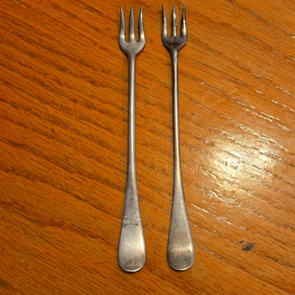 Oneida O.C. A1+ Silverplate & H&T Mfg. Co. A1 Silverplate Olive/Pickle Forks